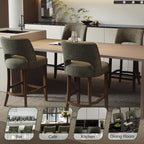 VKNOW Bar Stools Set of 2, 26" Fabric Counter Height Bar Stools, Green | Modern Upholstered Counter Stools with Rubberwood Legs for Kitchen Island Dining Room Bar