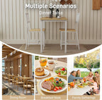 3-Piece Dining Table Set for 2, Space-Saving Kitchen Table Set for Small Spaces, Industrial Breakfast Table for Apartment, Studio & Nook, Natural Wood & Metal,Natural