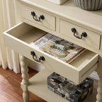 SAFAVIEH Furniture - Athena 3-Drawer Console Table - Sand - Solid Wood - Farmhouse Classic Design - Ideal for Entryway, Living Room, Hallway, 23.5" W x 13" D x 29.5" H (CNS5703E)