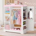Xilingol Kids Armoire with Jewelry Cabinet, Dress up Storage with Mirror and Shelves, Princess Dress Closet and Costumes Wardrobe Closet, Costume Organizer for Bedroom, Kids Room, Girls (White)