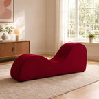 Naomi Home Yoga Chair for Adults - Ergonomic Yoga Chaise Lounge Bench, Wood & Metal Frame, 330 lb Capacity, Upholstered Microfiber Lounge for Deep Stretching, Relaxation & Creative Comfort - Red