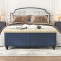 Maupvit Ottoman with Storage, Wooden Storage Ottoman Bench with Safety Hinge, Upholstered Entryway Bench with Cushioned Seat, Bench Bedroom Bench for Living Room, Entryway, Blue