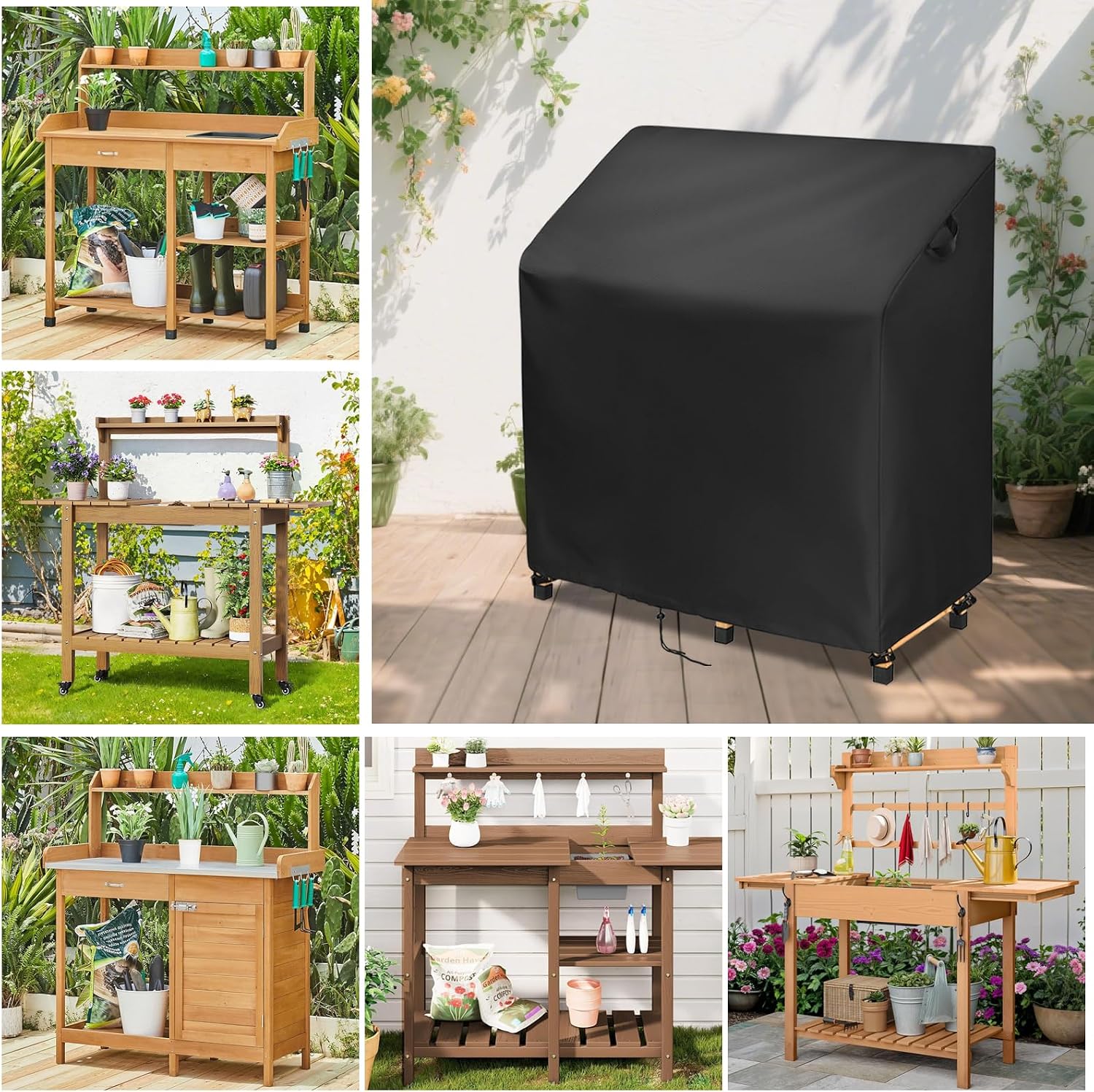 Outdoor Garden Potting Bench Table Cover, Universal Outdoor Potting Table Cover - 45 x 20 x 48 Inch
