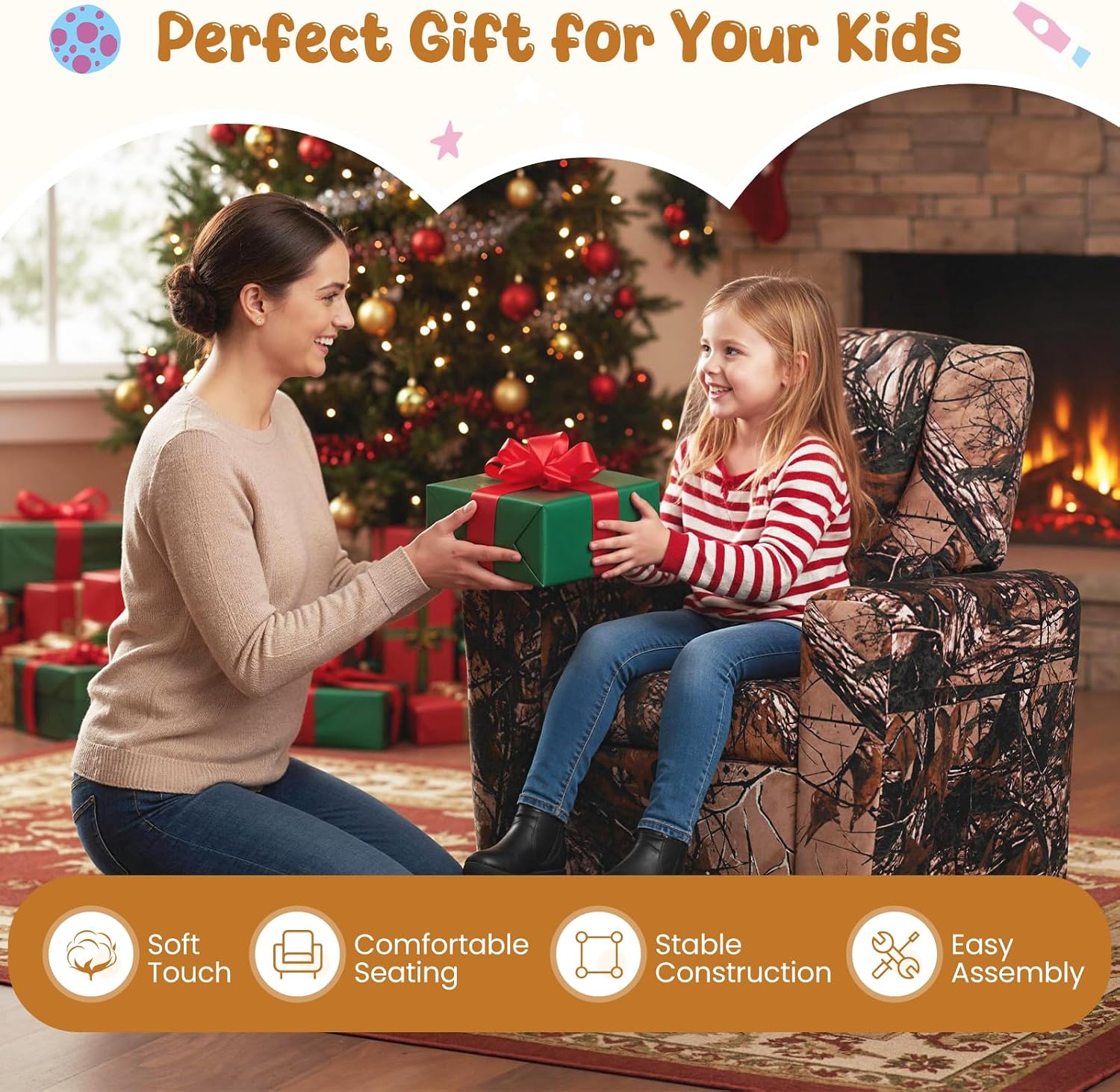 HONEY JOY Kids Recliner, 2-in-1 Toddler Armrest Sofa Couch with Cup Holders, Adjustable Footrest, Velvet Fabric, Child-Size Recliner Chair for Boys Girls Age 3+ (Leaf Color)