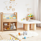 VECELO Wooden Kids Bookshelf, Toddler Bookcase Toy Storage Organizer with Open Shelves, Multi-Purpose Children Book Shelf for Books Toys, Toy Storage Cabinet for Nursery, Playroom, Bedroom, Natural