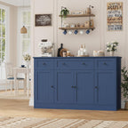 HITHOS 55" Sideboard Buffet Cabinet with Storage, Modern Kitchen Buffet Storage Cabinet with Drawers, Wood Coffee Bar with Adjustable Shelves, Large Sideboard for Kitchen, Living Room, Blue