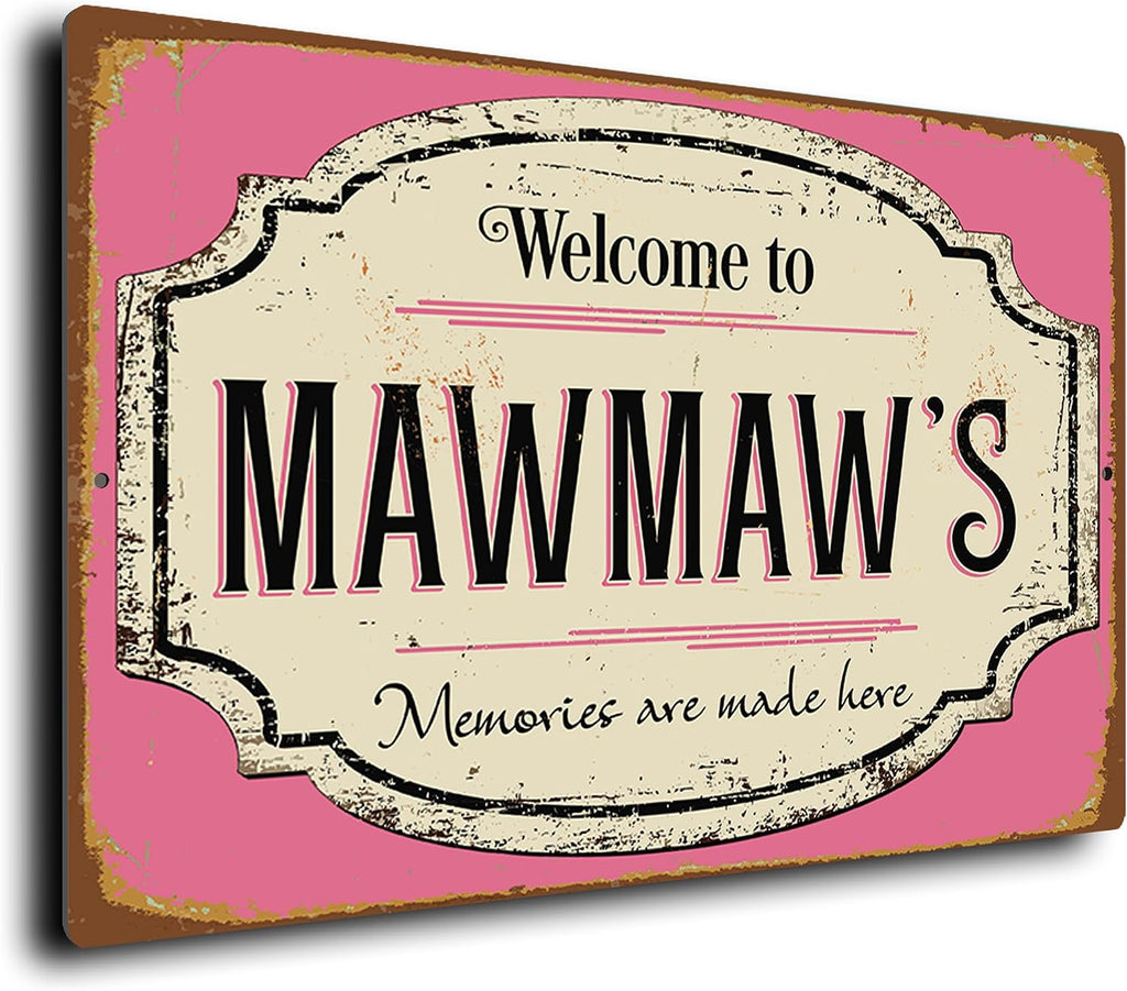 Welcome to Mawmaw’s Sign – Vintage Kitchen Wall Plaque – Durable Aluminium Composite – UV-Protected Fade-Resistant Print – Indoor/Outdoor Home Décor Gift for Mawmaw