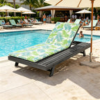 Lounge Chairs for Poolside- Adjustable Outdoor Chaise Lounge Chair with Cushion, Acacia Timber Patio Sun Lounger, Poolside Reclining Lounge Chair(Size:Green,Color:A)