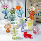 Mushroom Vase, Set of 10 Colored Flower Vase, Propagation Stations Vases, Small Bud Vases Home Decor Cute Glass Mushroom Planter for Room Office Decoration (10Pcs Colorful)