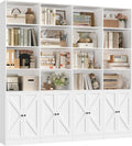 FACBOTALL 70.9" Wide Bookshelf, 6 Tier Farmhouse Bookshelf with 8 Doors, Large Bookcase with 18 Storage Shelves, Tall Bookshelves and Bookcases, Modern Bookshelves for Living Room, White