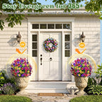 Artificial Outdoor Flowers with Stake, 2 Pack 22" UV Resistant Violet Faux Flower Balls, Realistic Artificial Flowers for Outdoor Porch Garden Yard Indoor Home Decor (Red Rose Purple Yellow)