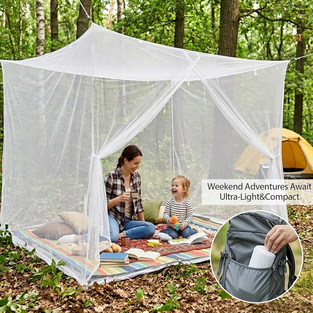 Mosquito Net for Bed Canopy Netting for Single to Queen Size Beds, One Side Opening Mosquiteros Cameros para Cuba Mosquiteros para Camas for Bedroom, Outdoor, Patio