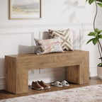Tribesigns 47'' Wooden Entryway Bench, Farmhouse Entry Bench Seat, Indoor End of Bed Bench with Storage Capability for Living Room, Bedroom, Hallway, Easy Assembly, Natural Brown