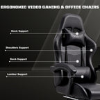 J.M.-Deco Gaming Chair Office Chair-Big and Tall Office Ergonomic Chair with Foot Rest - Comfy Desk Chair with Lumbar Support,Black