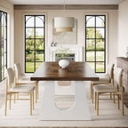 Tribesigns Large Dining Table for 6-8 People, 70.9" Wood Rustic Rectangular Table with White Wooden Legs, Farmhouse Center Kitchen Table for Dining Room, Living Room, Home Furniture (Brown & White)