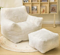 Cvortll Bean Bag Chair with Ottoman, Soft Fluffy Faux Fur Beanbag Chairs for Adults with Armrest and Memory Foam Fille, Lazy BeanBag Sofa with Footstool for Living Room, Bedroom, Apartment
