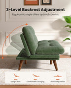 Amada 75" Convertible Futon Sofa Bed, Corduroy Folding Futon Set with Adjustable Backrest &Armrests, Recliner Lounge for Living Room, Apartment or Office, Solid Wood Frame, Loveseat Sofa -Forest Green