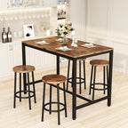 Lamerge Bar Table Set,Industrial Bar Table and Chairs Set,5 Pcs Dining Table Set Counter Height Pub Table with 4 Chairs, Wooden Breakfast Table Set Kitchen Counter,Adjustable Feet,Rustic Vintage