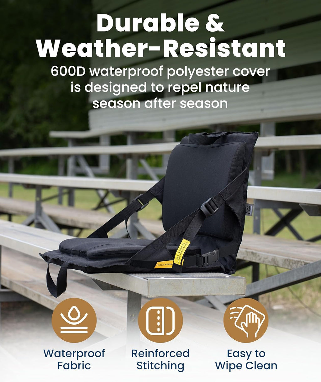 Everlasting Comfort Stadium Seats with Back Support - Adjustable Memory Foam Bleacher Chairs with Back and Cushion, Portable, Easy Folding Stadium Seat Cushion with Storage Pocket