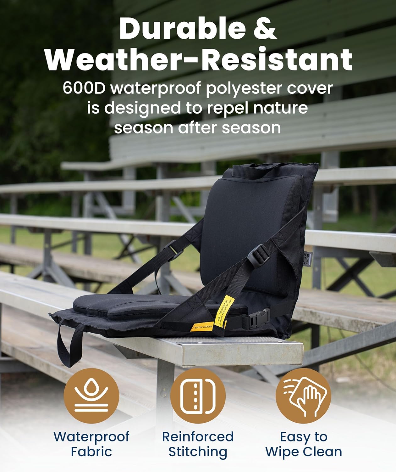 Everlasting Comfort Stadium Seats with Back Support - Adjustable Memory Foam Bleacher Chairs with Back and Cushion, Portable, Easy Folding Stadium Seat Cushion with Storage Pocket