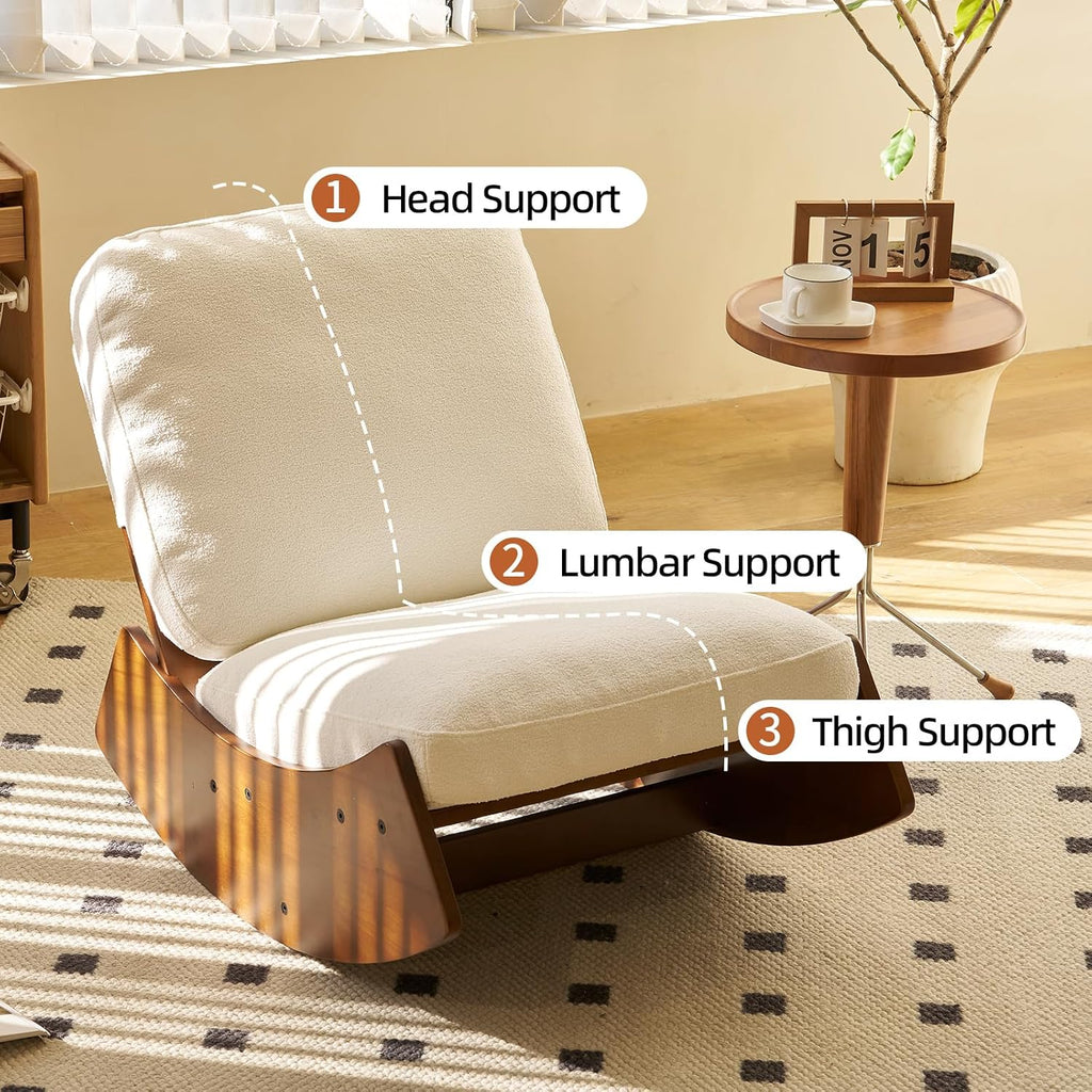 HAZO Nursery Rocking Chair Tall Back Boucle Glider Rocker Rocking Accent Chair Comfy Single Sofa Side Chair for Living Room Bedroom Hotel, Bedroom(White)