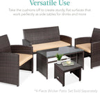 Best Choice Products Set of 2 Wicker Ottomans, Multipurpose Outdoor Furniture for Patio, Backyard, Additional Seating, Footrest, Side Table w/Removable Cushions, Steel Frame - Brown/Tan