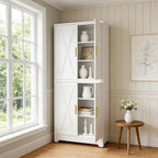 Modular Metal Storage Cabinet,75" White Stackable 2-in-1 Metal Cabinets with 4 Doors & 6 Adjustable Shelves,Freestanding Floor Storage for Kitchen,Home Office Living Room,Dining Room