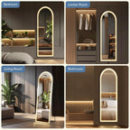 Arched Full Length Mirror with LED Lights, 20"x63" Floor Standing or Wall Mounted Dressing Mirror, 3 Color Lighting Modes for Bedroom, Living Room, Bathroom