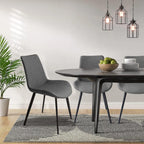 HIPIHOM Dining Chairs Set of 4, Modern Dining & Kitchen Room Chairs, Upholstered Faux Leather Cushion Seat and Sturdy Metal Legs (4 Grey Chairs)
