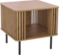 SAFAVIEH Home Collection – Kiyoshi Square Accent Table, Oak Finish & Black Metal Legs, Modern Accent Table for Living Room or Bedroom (ACC3600A)