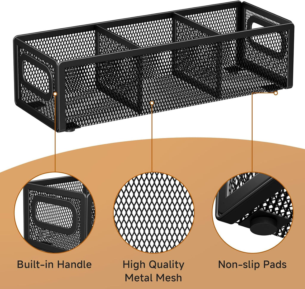 Tea Bag Organizer, Mesh Tea Bag Holder with Handle, Teabag Holder, Tea Station Organizer for Countertop, Pantry, Kitchen, Cabinet - Black