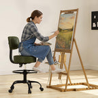 Drafting Chair with Back, Adjustable Foot Rest Rolling Stool(1, Green)