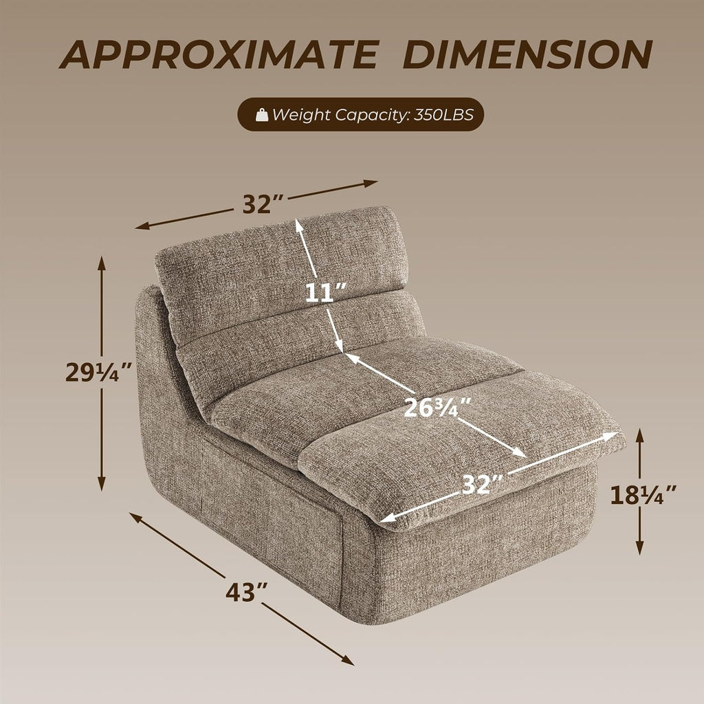 Furnimart High Density Foam Bean Bag Chair for Adults, XXL Boneless Floor Lounger with Ergonomic Back Support, No Sag Compression Foam, No Assembly, Washable Chenille Cover (Taupe)