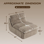 Furnimart High Density Foam Bean Bag Chair for Adults, XXL Boneless Floor Lounger with Ergonomic Back Support, No Sag Compression Foam, No Assembly, Washable Chenille Cover (Taupe)