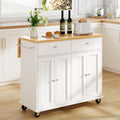 JY QAQA 39" Kitchen Island on Wheels with Storage Cabinet Kitchen Cart Cabinet with Shelves, Cart Handle for Towel Rack or Free Mobility, Portable Islands for Kitchen, White