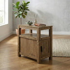 Signature Design by Ashley Fendenmore Farmhouse Chairside End Table with Storage and USB Ports, Dark Brown