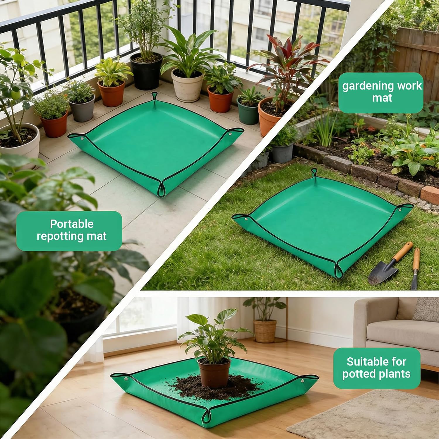 Repotting Mat for House Plants, Waterproof Portable Potting Mat Gardening Tray, Flower and Plant Care Transplanting and Potting Soil Mess Control