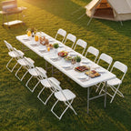 NEWBULIG 4 FT Foldable Table Easy to Fold and Store, Folding Picnic Table for Picnic Camping Kitchen Dining Party Outdoor Indoor with Carrying Handle, White