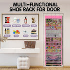Kotkn Over The Door Shoe Organizer with 12 Large Breathable Pockets - Durable Hanging Storage for the Entire Family's Shoes (Pink)