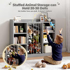 35.8" Toy Storage Organizer and Stuffed Animal Storage, 6 Cube Bookshelf for Kids Room, Playroom, Nursery, Rounded Corners & Anti-Tip, Grey