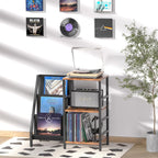 Coco Bird Vinyl Record Player Stand with 3-Tier Storage, Turntable Display Shelf for 200 Albums, Record Storage Table for Living Room, Stylish Holder with Speaker Storage