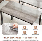 Dining Table Set for 4, Kitchen Table with 2 Benchs, Modern Functional 3-Piece Dining Room Table for Apartment Breakfast Nook and Samll Space, Grey