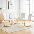 Meihua Dining Chairs Set of 4, PU Leather Modern Chairs with High Back and Metal Frame, Ergonomic Dining Room Chairs for Home, Office and Restaurant, White and Gold