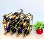 AT-VALY Countertop Wine Rack,Durable and Sturdy Freestanding 14 Bottle Wine Holder for Home Decor, Bar,Cabinet,Pantry (Gold)