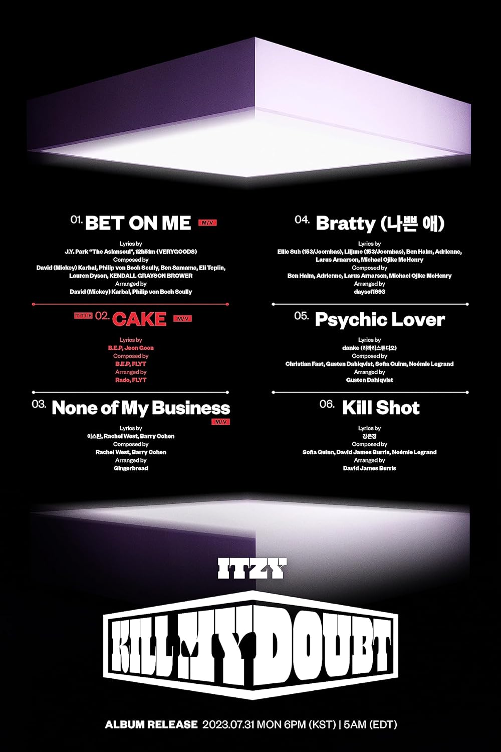 ITZY KILL MY DOUBT 7th Mini Album Cassette Tape 5 Version SET Case+1ea Cassette Tape+Booklet+1p PhotoCard+1ea Deco Sticker+Tracking Sealed