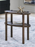 Signature Design by Ashley Wiattbury Solid Mango Wood End Table, Narrow Two-Tier Side Table Fully Assembled for Living Room or Bedroom Night Stand, Gray-Brown Finish