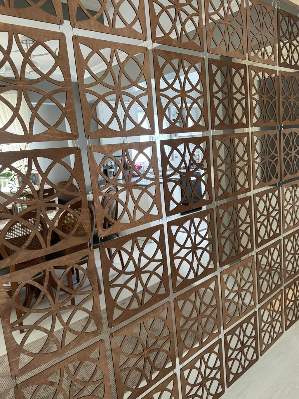 Decorative Hanging Divider Panels, Walnut, Set of 12