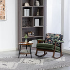 Rocking Chair Nursery with Sponge Cushion, Comfortable Accent Chair with Lumbar Support, Glider Armchair with Removable Seat & Back Pad for Living Room Bedroom Office Sunroom Indoor, Antique Green