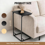 C Shaped End Table for Couch, Small Side Table for Living Room & Bedroom, Slide Under Sofa Table for Laptop, Coffee, Snacks, Easy Assembly, Modern Design