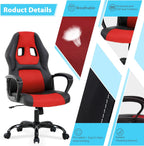 Cheap Gaming Chair Video Game Chair Ergonomic Computer Game Chair with Lumbar Support Adjustable Armrest High Back Racing Swivel Office Chair PU Leathe for Adults Kids Red